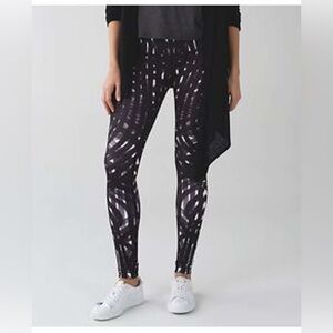 lululemon Wunder Under Pant III Brush Stream Silver Spoon Black Leggings Sz 12